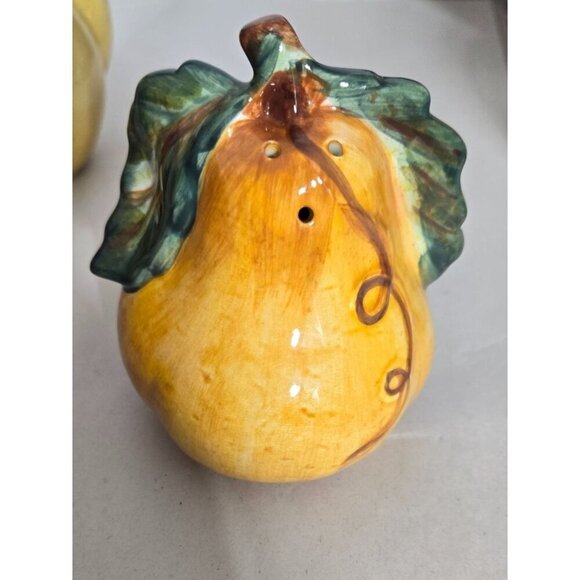 Fruit Teapot & Salt Pepper Shakers Set Apple Pear Kitchen Decor Ceramic - Picture 6 of 16